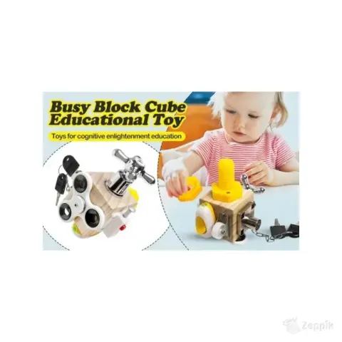 Puidust hariv sensoorne kuubik lastele Busy Cube
