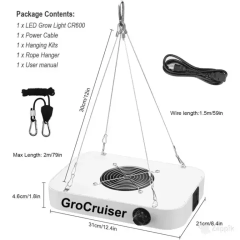 Grocruiser taimelamp B098JQWXZ2, 1000 W