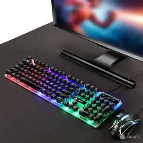 Cengnian GTX300 RGB juhtmega mänguklaviatuur ja hiir, must