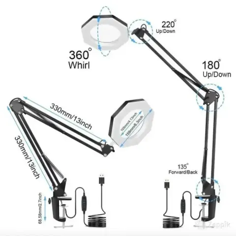 led laualamp usb 5x suurendusklaasiga