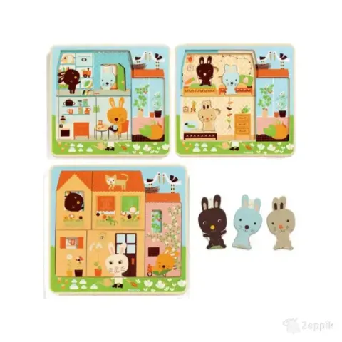 Kolmekihiline puzzle "Jänese kodu"