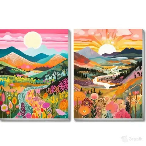 Landscapes maalid numbri järgi 20 x 30 cm, 2 tk