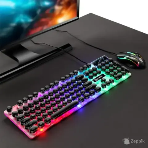 Cengnian GTX300 RGB juhtmega mänguklaviatuur ja hiir, must