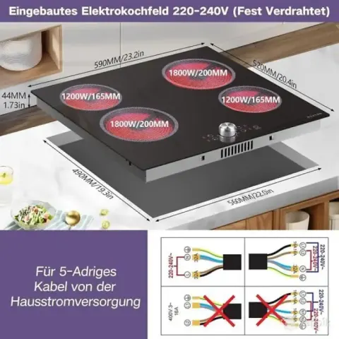uus noxton ntc d46082 klaaskeraamiline pliit 6000 w 60 cm