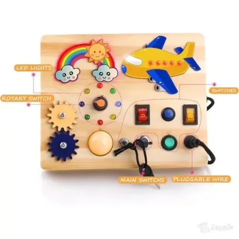 Aranee Montessori Busy Board laste puidust LED mänguasi