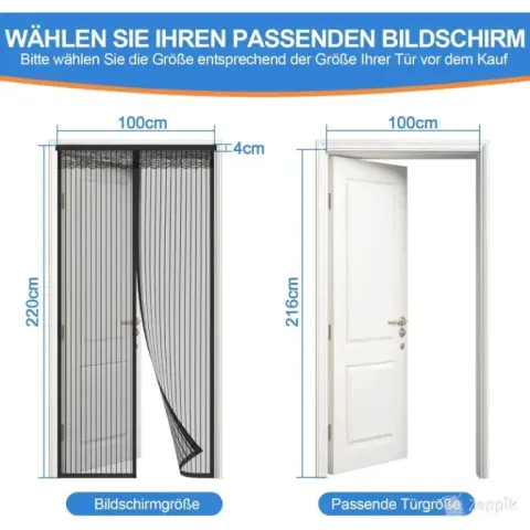 Kiaitre magnetiline sääsevõrk uksele 220 × 100 cm, must