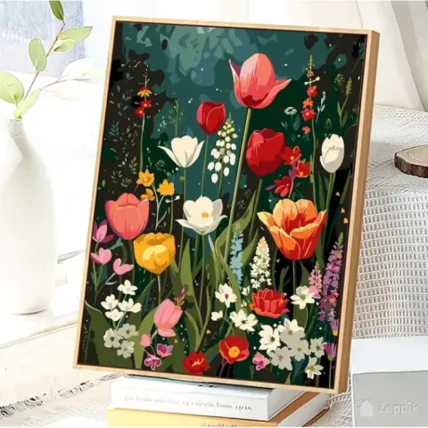 JATOK Maalimine numbrite järgi „Lilled“ (40 × 50 cm)