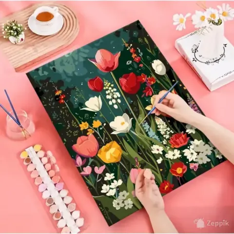JATOK Maalimine numbrite järgi „Lilled“ (40 × 50 cm)