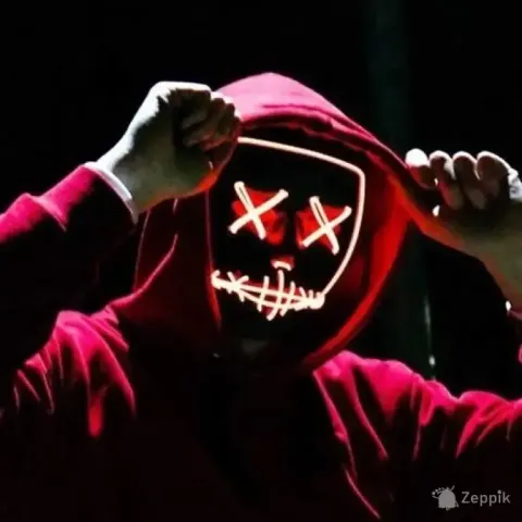 halloween purge mask led 4 valgusreziimiga punased triibud