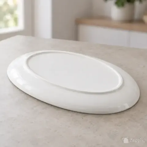 Белое овальное керамическое блюдо 32 × 22 см