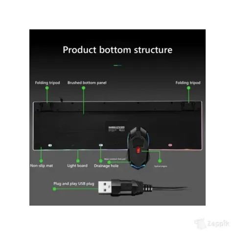 Limeide GTX300 Juhtmega USB LED-klaviatuur hiirega, valge