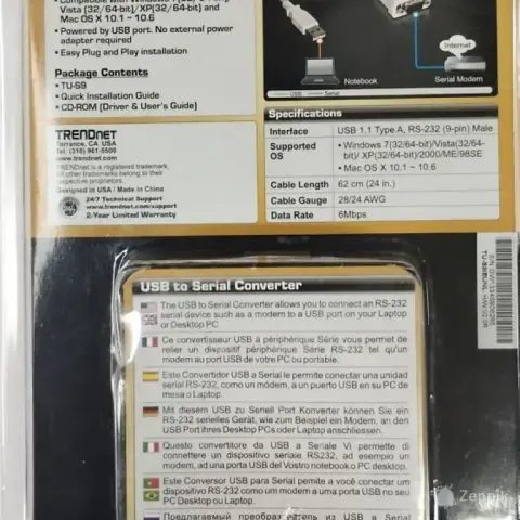 NEW TRENDnet TU-S9 USB to Serial Converter USB 1.1 to RS-232