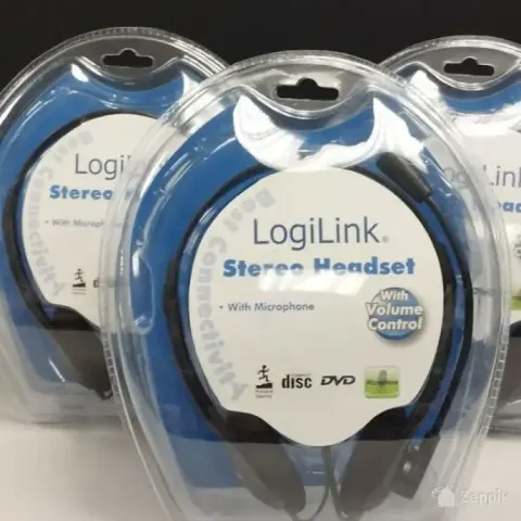 LogiLink juhtmega stereo-peakomplekt mikrofoniga, must