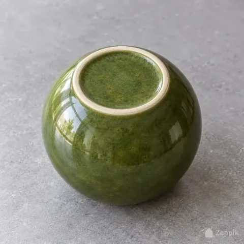 Зелёный керамический подсвечник 8 см