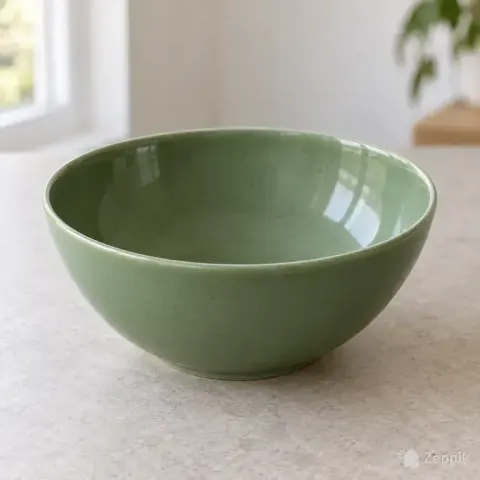 Зелёный керамический салатник 18 см