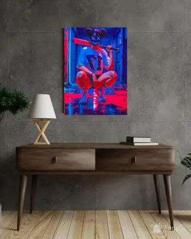 Neon Mask Girl Art metal