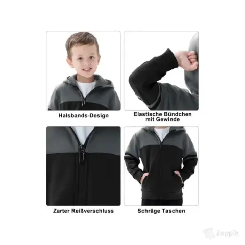 Kapuutsiga kampsun poistele JackeTown, must L