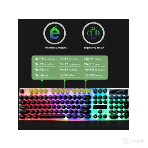 Limeide GTX300 Juhtmega USB LED-klaviatuur hiirega, valge