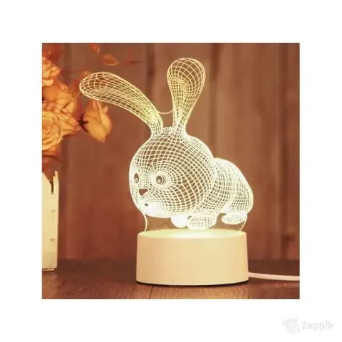 3D akrüülist laualamp jänes Geekeo, soe valge