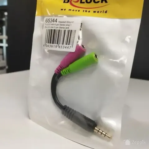 UUS Delock peakomplekti adapter (3.5mm - 2x 3.5mm)