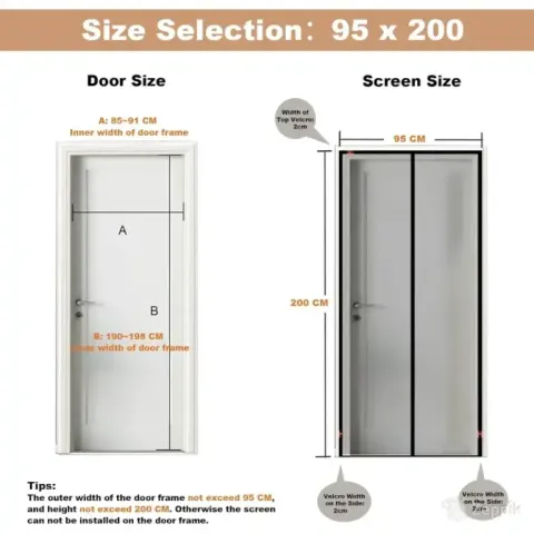 Cween magnetiline sääsevõrk uksele 95×200 cm, must