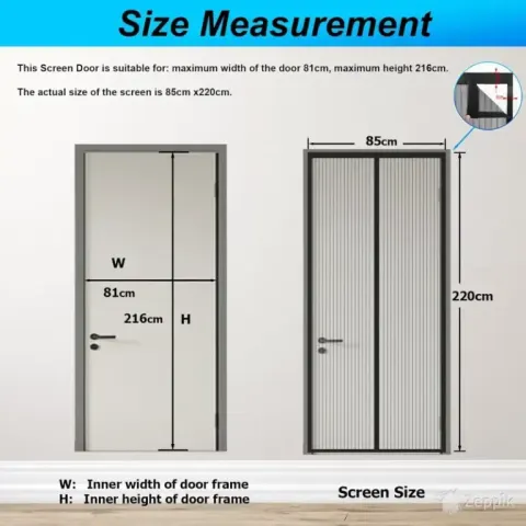 Esmayulo magnetiline sääsevõrk uksele 85×220 cm, must