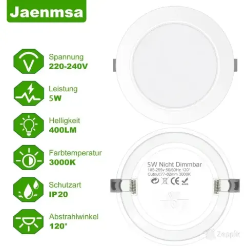 Jaenmsa Genmsa 3000K 5W süvistatavad LED-valgustid 6tk