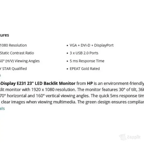 HP E231 23 tolli FHD monitor
