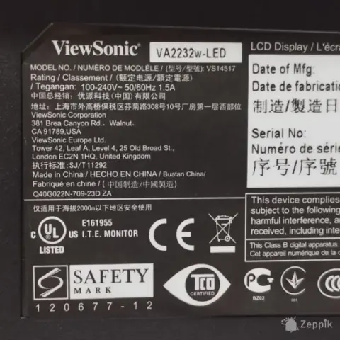 ViewSonic VA2232w 22" Full HD LED monitor kasutatud