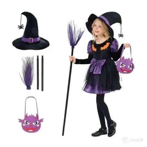 lot uus laste kostuum witch mustlilla l 10 12 a