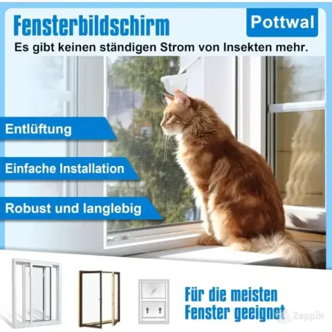 Pottwal akna sääsevõrk 150×180 cm, valge
