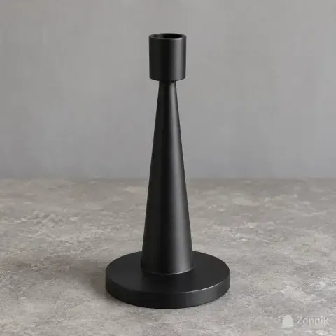 Чёрный металлический подсвечник 20 см