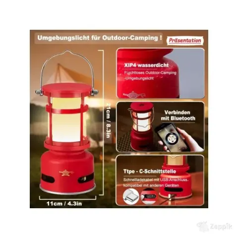 LED matkalamp, 4000 mAh, USB-C akuga