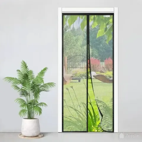 Sjldwtmt magnetiline sääsevõrk uksele 60×180 cm, must