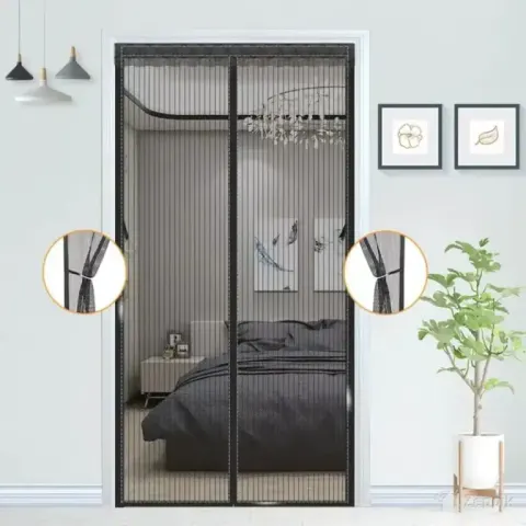 Ahydfsr magnetiline sääsevõrk uksele, 90 × 210 cm, must