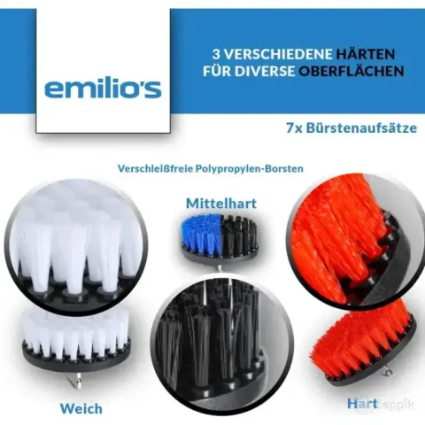 Puuriharjade komplekt Emilio's, 7 tk