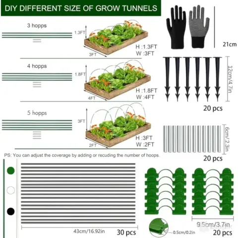 Polytunnel minikasvuhoone tunneli komplekt, 30 tk