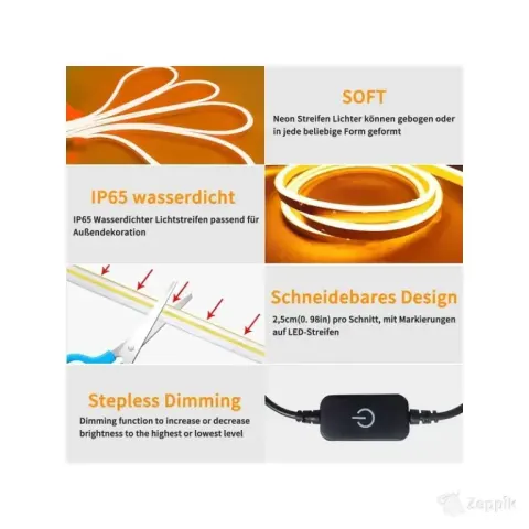Segrass Y5m neoon LED riba, kollane 5 m