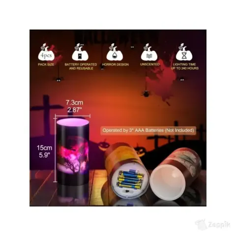 Halloweeni sambaküünal kaugjuhtimispuldiga Pchero, 4 tk