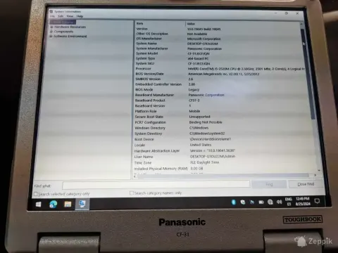 Panasonic Toughbook CF-31/ I5-2520m/8GB RAM/240GB SSD