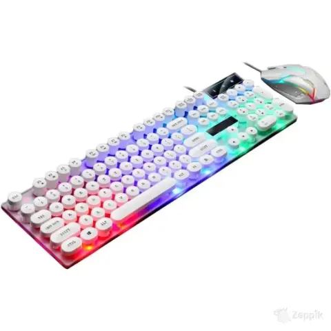 Limeide GTX300 Juhtmega USB LED-klaviatuur hiirega, valge