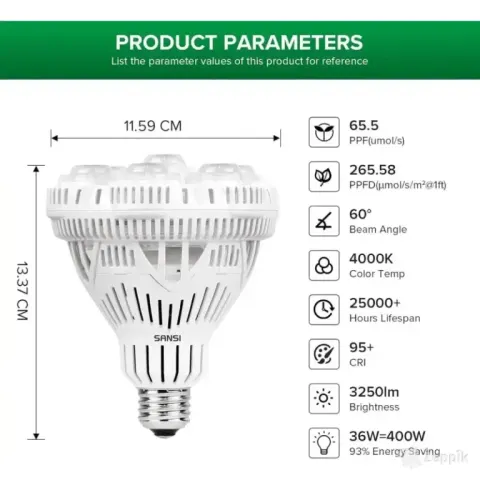Lamp taimedele LED Sansi 36 W