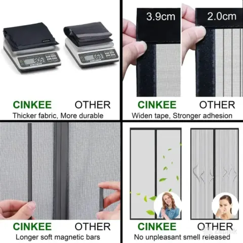 Cinkee magnetiline putukavõrk uksele 90x210 cm, must