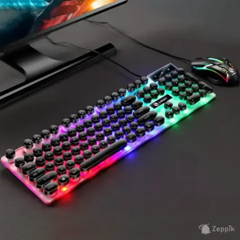 Cengnian GTX300 RGB juhtmega mänguklaviatuur ja hiir, must