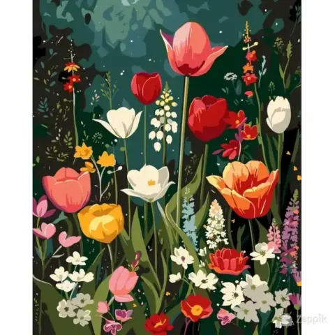 JATOK Maalimine numbrite järgi „Lilled“ (40 × 50 cm)