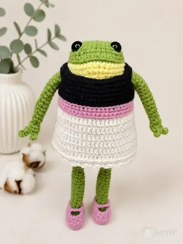 Käsitsi heegeldatud konn - ainulaadne amigurumi mänguasi