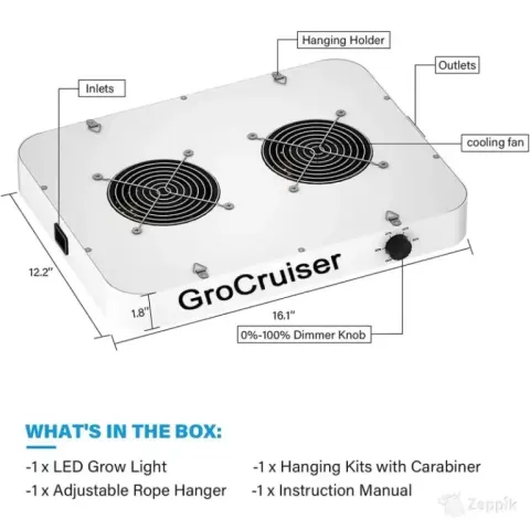 GroCruiser taimelamp 2000 W, 24 000 luumenit