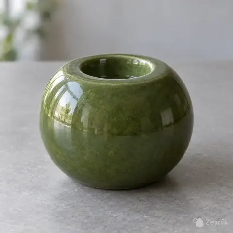 Зелёный керамический подсвечник 8 см