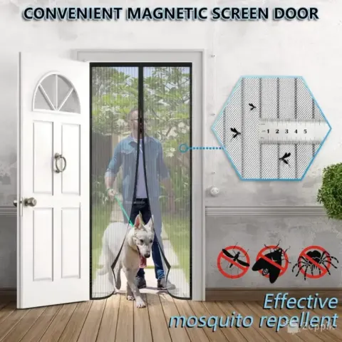 Sha2wen magnetiline sääsevõrk uksele 75 × 195 cm, must