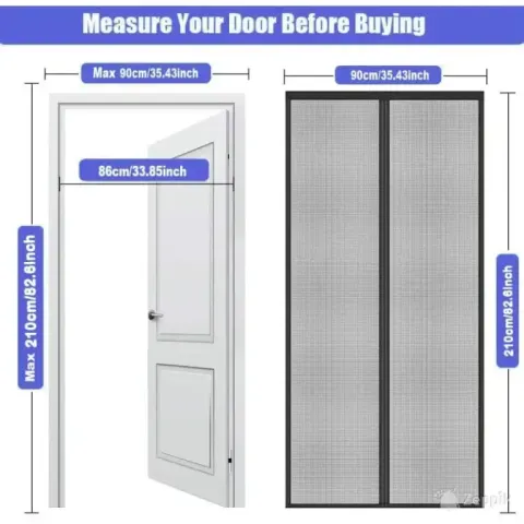 Ahydfsr magnetiline sääsevõrk uksele, 90 × 210 cm, must